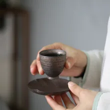 Антикоррозийная эмалированная чашка в японском стиле из керамики темная керамическая Изысканная чашка для смены печи ретро позолоченный кунг-фу чайный набор WF1116150