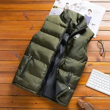 Жилет мужской осенний и зимний теплый пуховый хлопковый жилет мужской корейский стиль модный большой размер толстый Повседневный