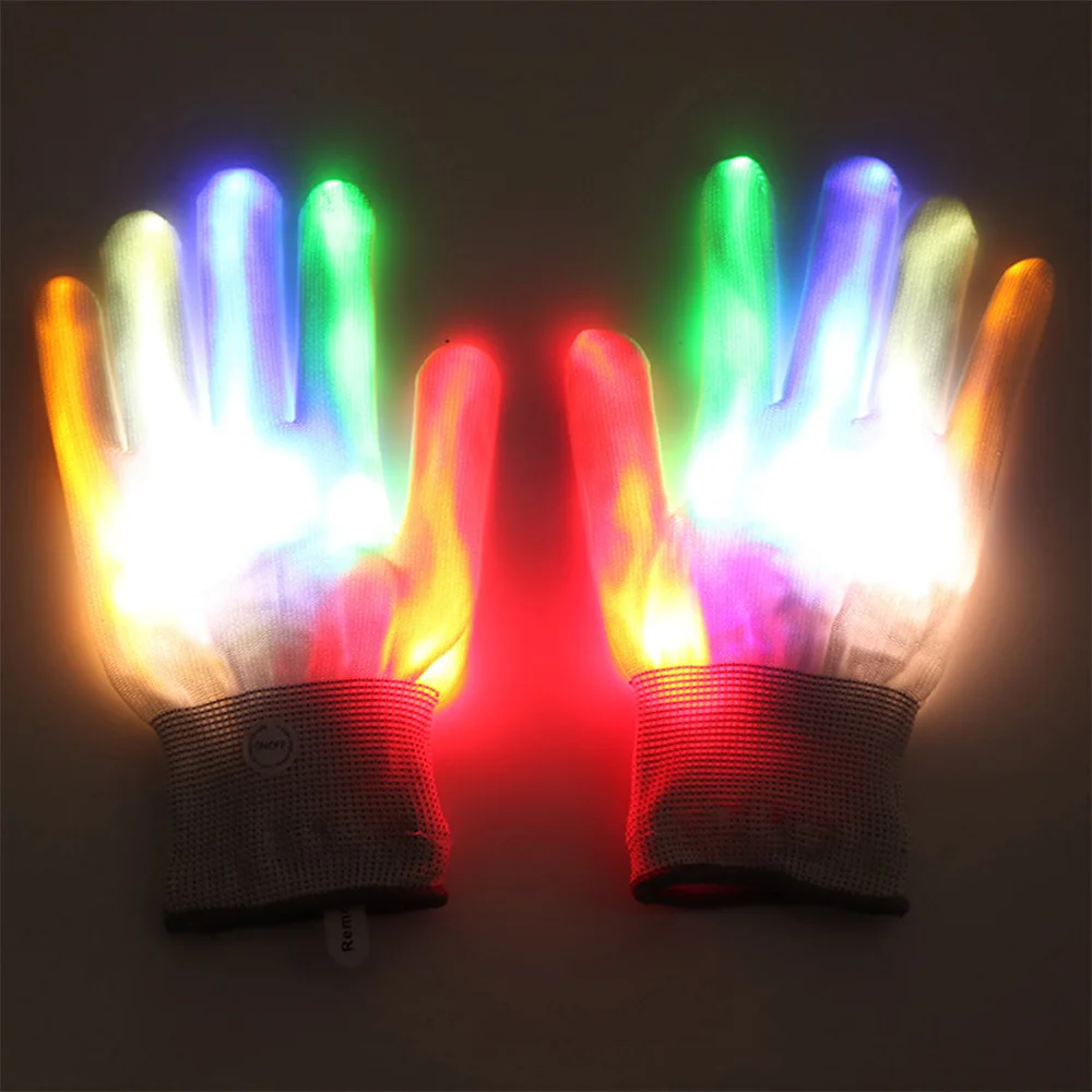 1 пара волоконно-оптических мигающих перчаток, красочные светящиеся светодиодный перчатки для танцевальных вечеринок KTV, детей, Хэллоуин, Рождество, светящаяся игрушечная бутафория