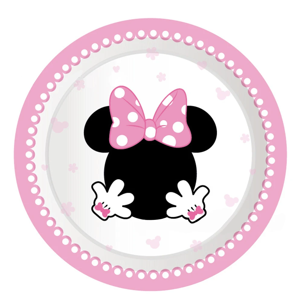 52Pcs/New Disney Pink Minnie Mouse Kids Birthday Party High Quality Paper Cups Baby Shower Decorations Supplies Set Tableware