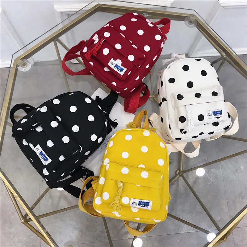 

Polka Dot Backpack Simple Fashion for Men And Boy 2019 New Style Korean-style Versatile Canvas Travel Children Backpack