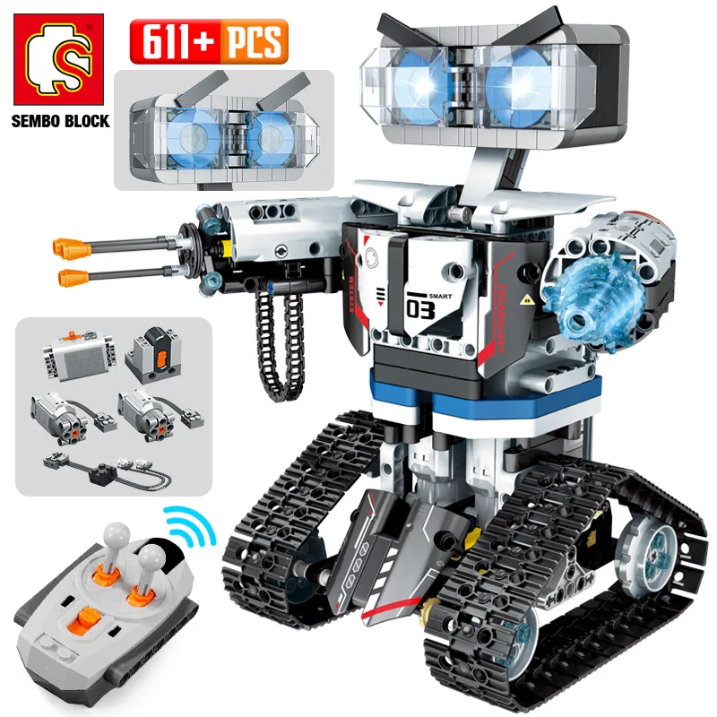 SEMBO-Robot de bloques de construcción a Control remoto para niños, técnico de juguete bloques de construcción, Robot inteligente de ciudad con Control remoto, arma, 2020
