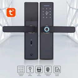 Serrure biométrique à empreintes digitales pour maison connectée, avec Code, carte RFID, téléphone, Tuya, Wifi, château, serrure d'intérieur 
