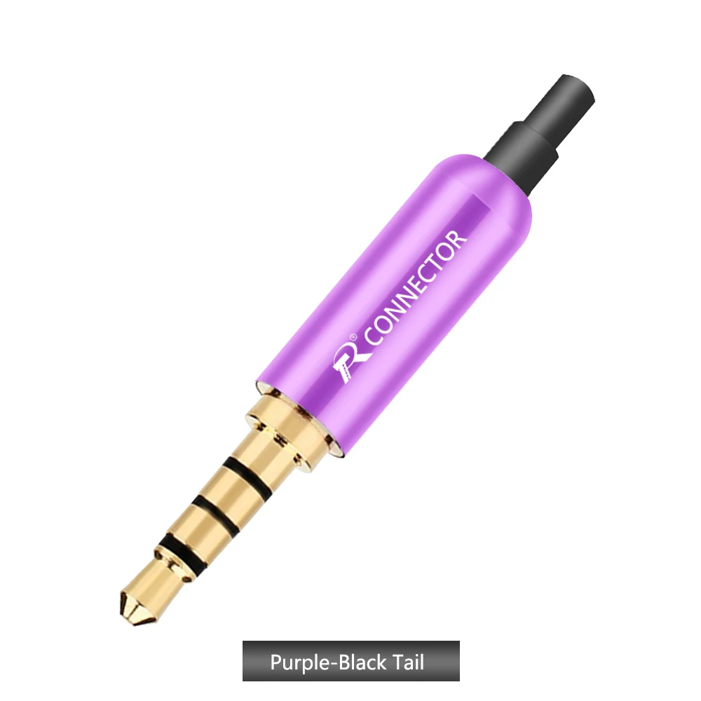 Purple - Black Tail 3 шт. Алюминий 3,5 мм Jack 4-полюсный автоматический позолоченный адаптер для наушников с хвостом штекерные зажимы кабельный зажим для DIY стерео гарнитура наушники - Цвет: Purple - Black Tail