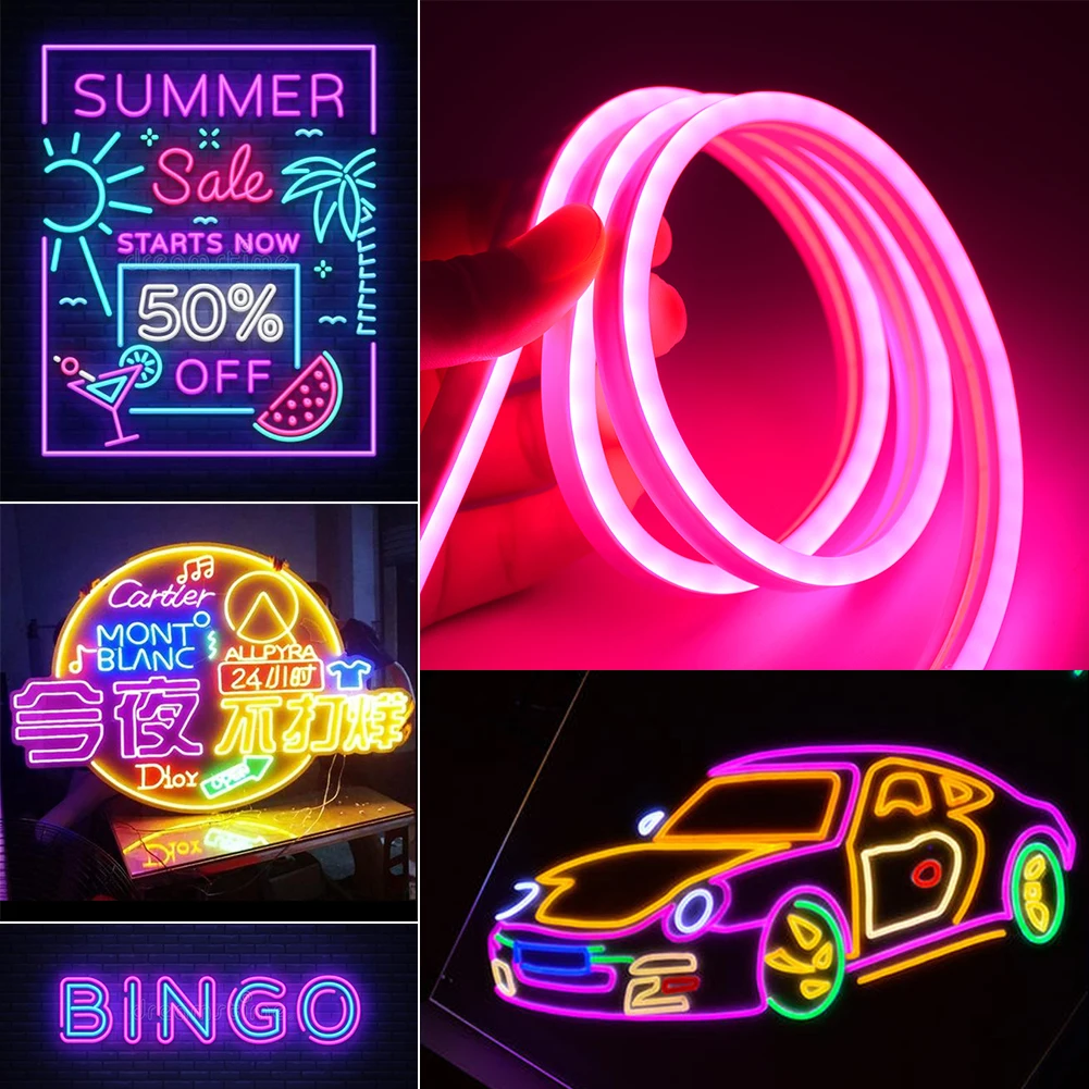 

DC 12V Flexible 2835 LED Strip Waterproof Sign Flash Rope Tube Cable Decor Car Flexibl Neon Lights Silicone Tube Lamp LED Strip
