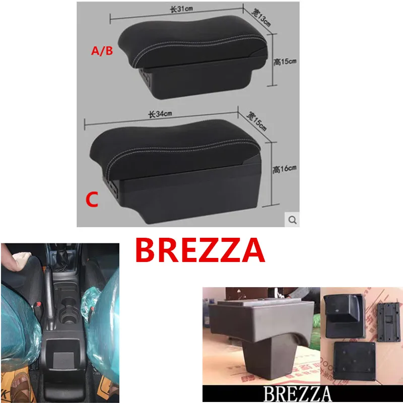 For Suzuki Vitara Brezza armrest box double layer with usbArmrests