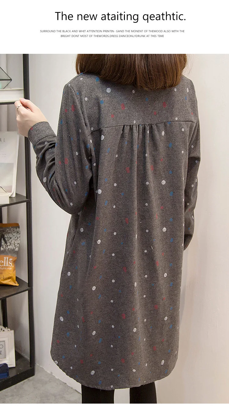 XL-5XL, большие размеры, женские длинные рубашки, осень, длинный рукав, горошек, принт, свободный, Повседневный, матовый хлопок, женские блузки с бантом