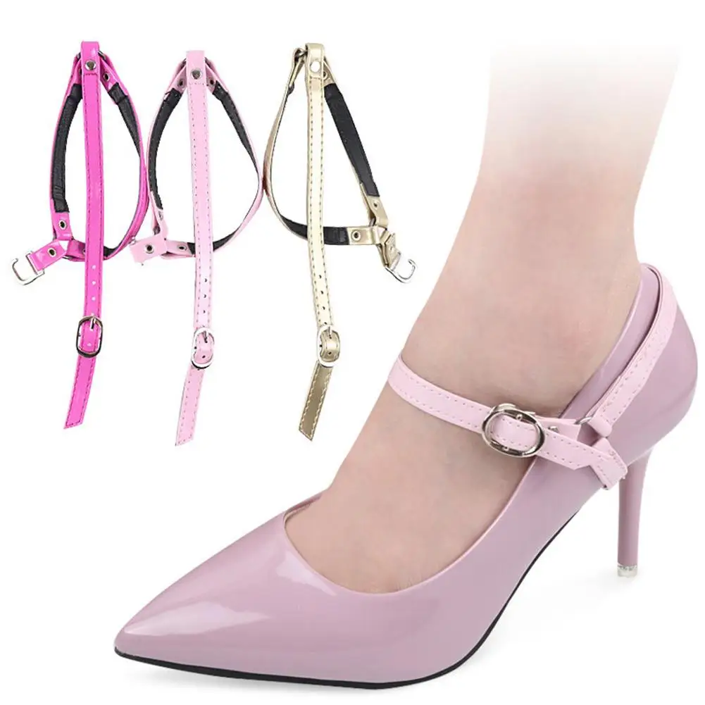 1Pair Lady Triangle Bundle Shoelace Anti-slip Faux Leather High Heels Shoe Strap