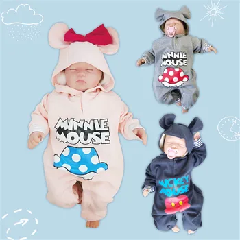 

New Baby Warm Clothes Cute Rompers For Newborn baby In Winter Solid baby Hooded Climb Clothes Baby Boy Girl Jumpsuit