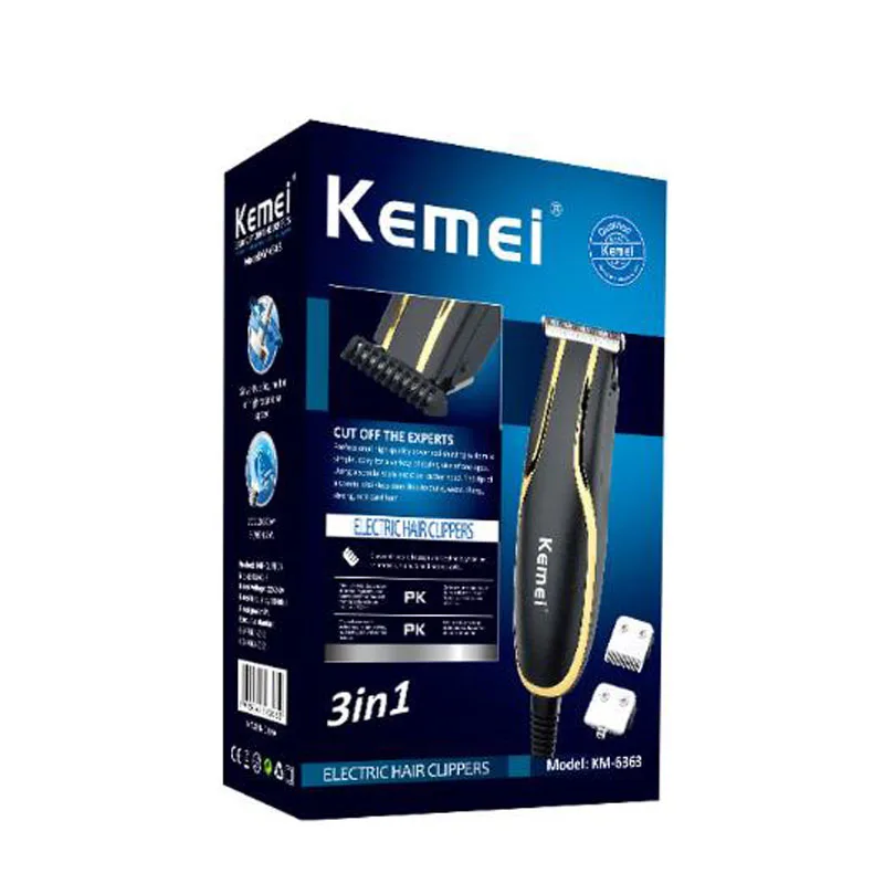 Kemei машинка для стрижки волос из KM-6363 стали, резчик углеродистой стали с головкой типа плагина, гребень с ограничением поддержки