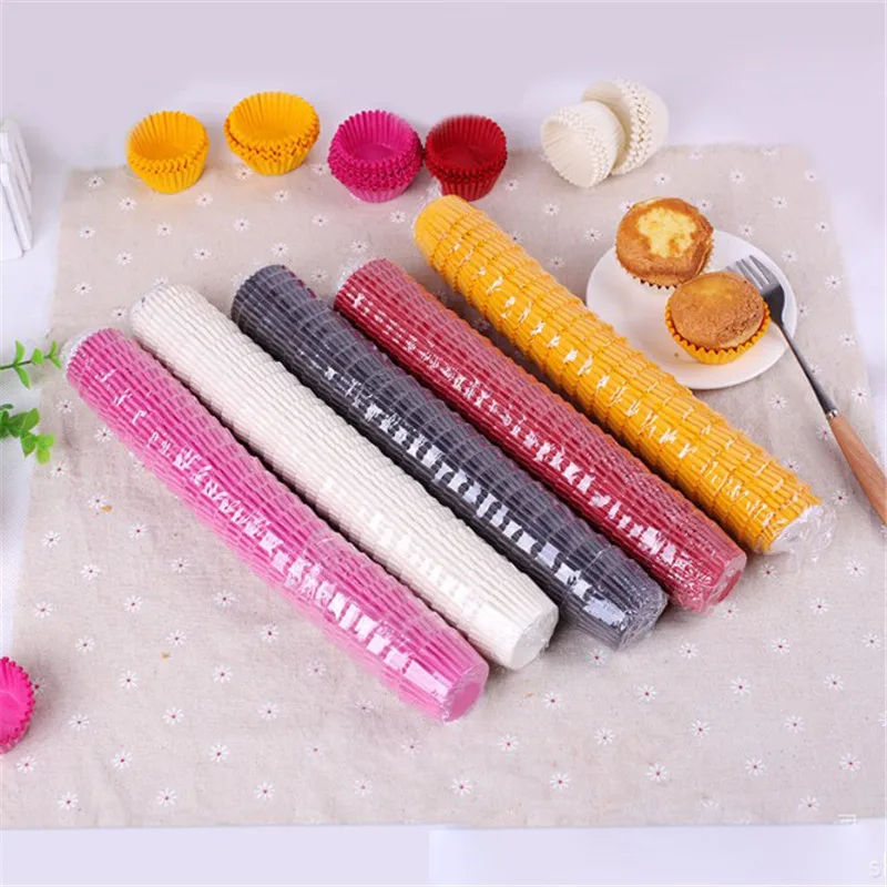 1000Pcs 미니 크기 Chocalate 종이 라이너 베이킹 머핀 케이크 종이 컵 케이크 양식 컵케익 케이스 솔리드 컬러 파티 트레이 케이크 금형