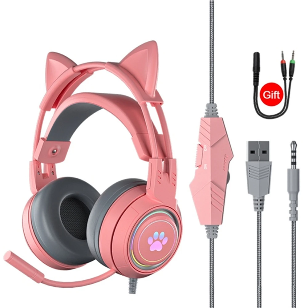 Stereo Pink Cute 3.5mm Wired Music Headphone with Microphone Girls Computer Gamer Headset Stereo Pink Cute 3.5mm Wired Music Headphone with Microphone Girls Computer Gamer Headset