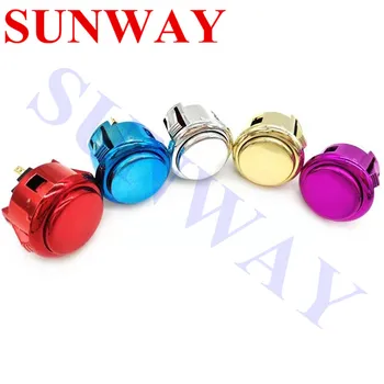 

10PCS/LOT 30MM Chrome Round Arcade Video Game Player Push Button Switch Different Colors Gold-plated copy sanwa push buttons