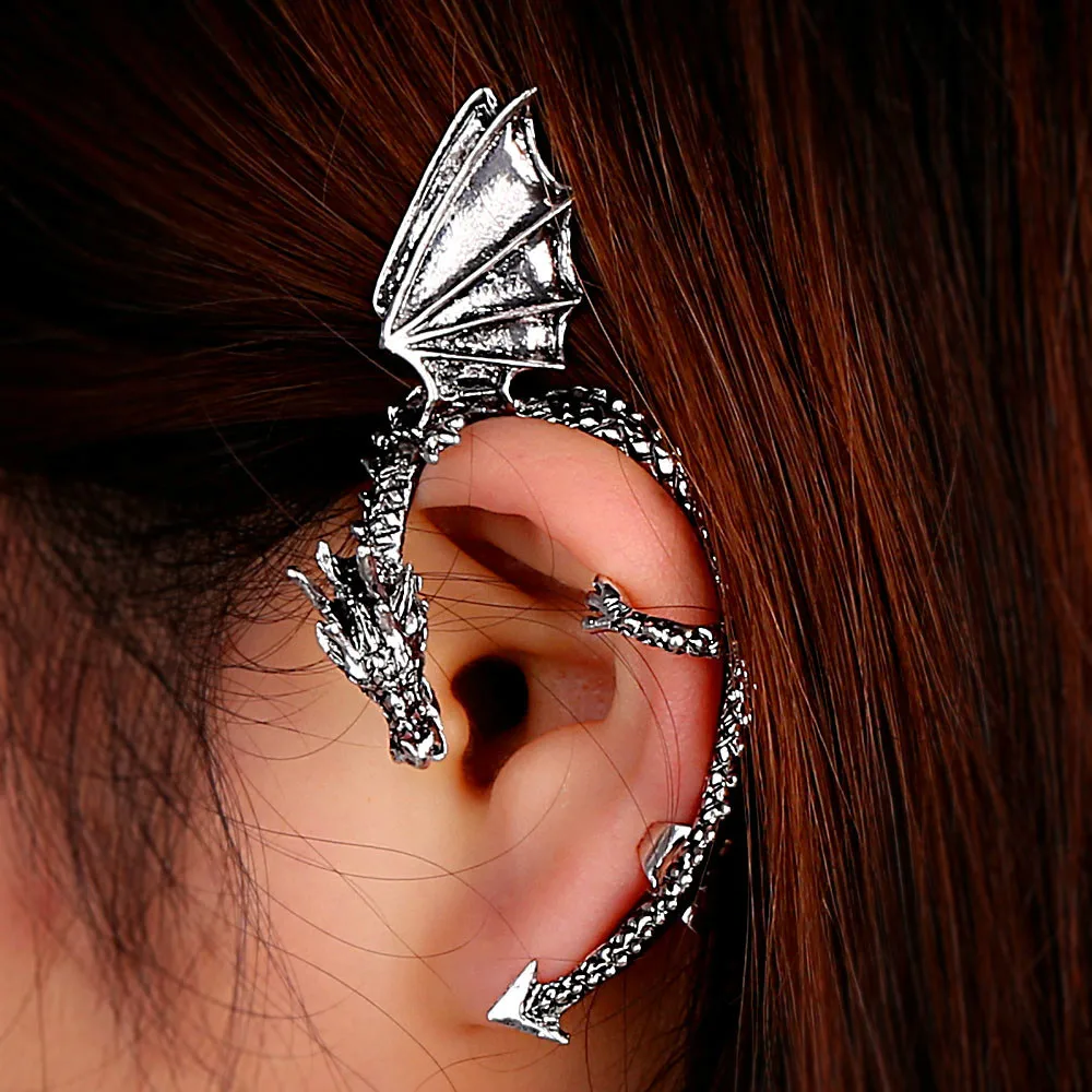 Retro Vintage Gothic Rock Punk Twine Dragon Shape Ear Cuff Earring Earrings for Women Men Earrings ear clip earrings,clip earrings,ear clip,ear accessories