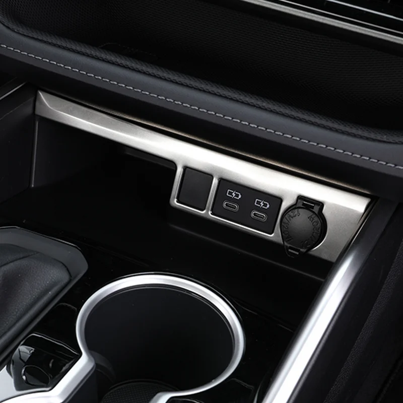 

SBTMY For Toyota Highlander 2020-2022 XU70 Car Styling Stainless steel Central Control USB Decorative Frame Cover Accessories