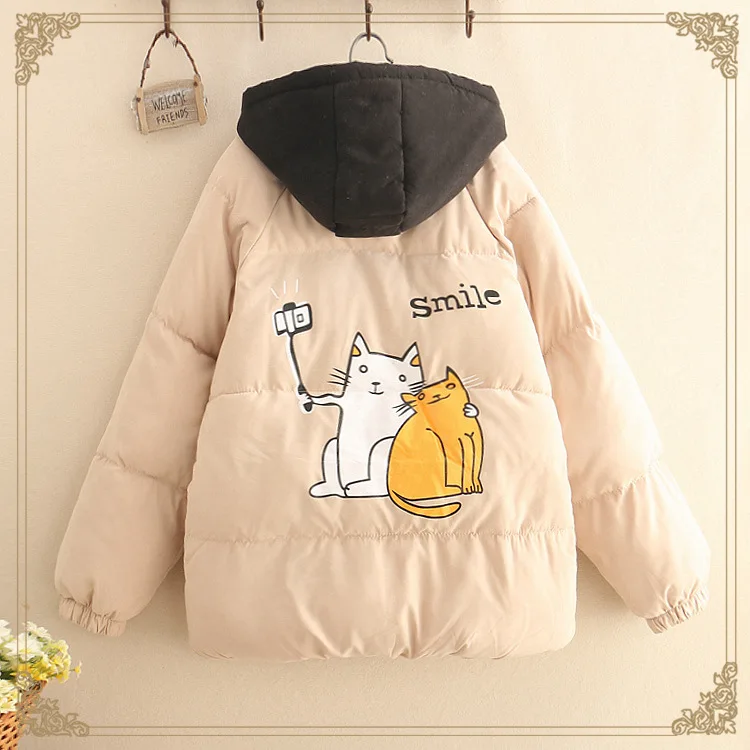 Mori girl/Новинка; зимняя утепленная куртка с капюшоном; теплая хлопковая одежда
