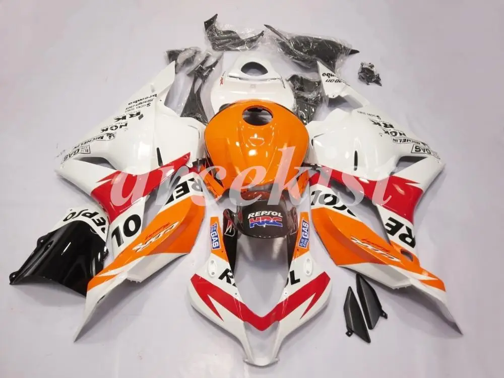 Литьевая Форма ABS мотоцикл обтекатель комплект подходит для CBR600RR F5 2009 2010 2011 2012 Кузов Набор на заказ красный белый - Цвет: Orange Red White