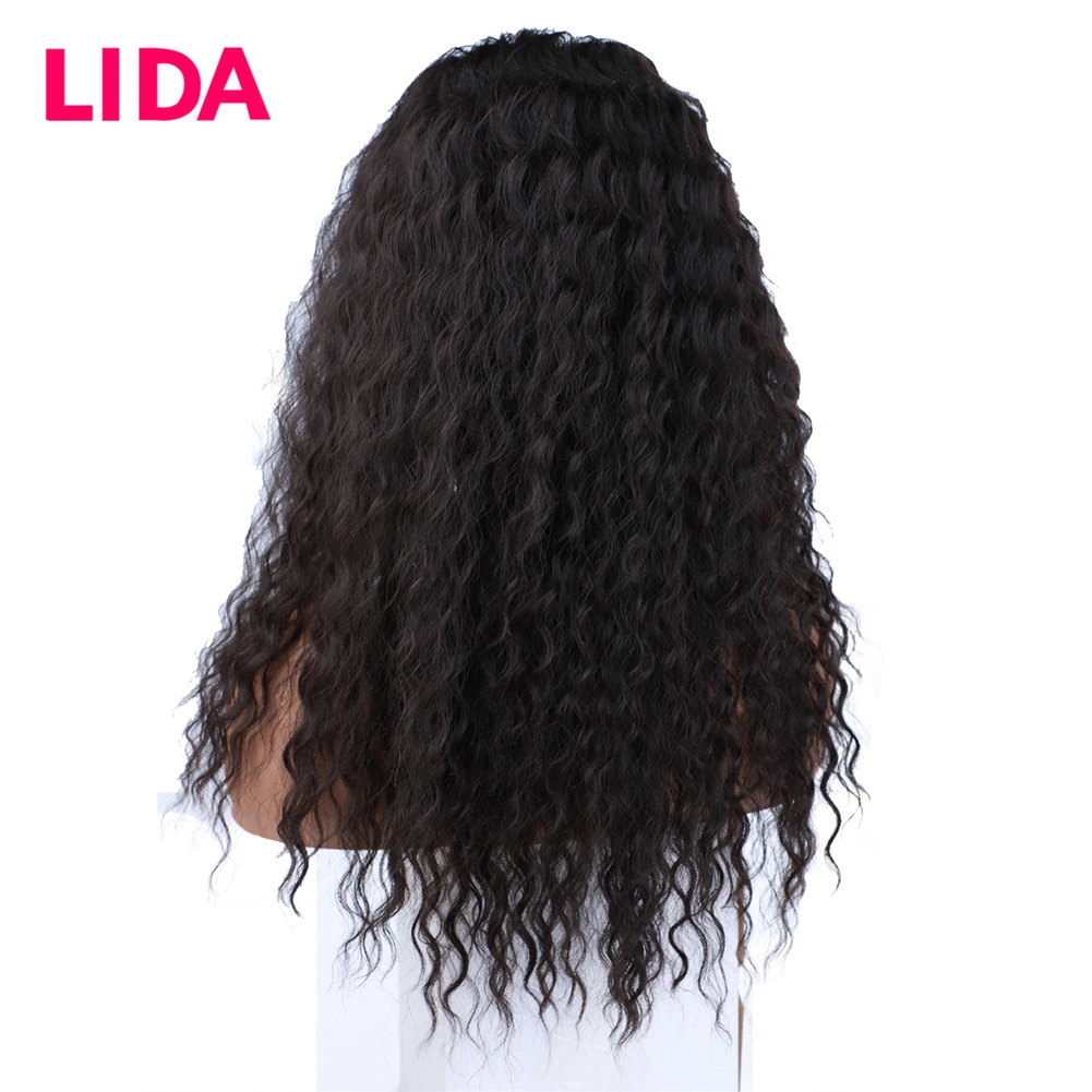 Lida Lace Part Wig Machine Made Natural Wave Premium Mixed Chinese Human Hair Non-Remy Wigs 18Inch For Women