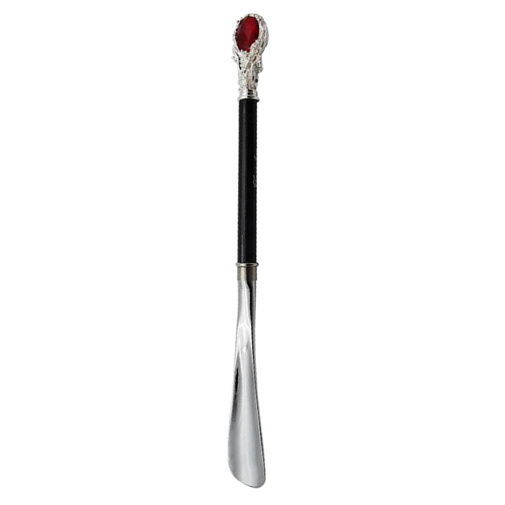 Long Metal Shoe Horn with Schima Wood Handle & Solid Brass Animal Horse Head Long handle luxurious metal shoe horn