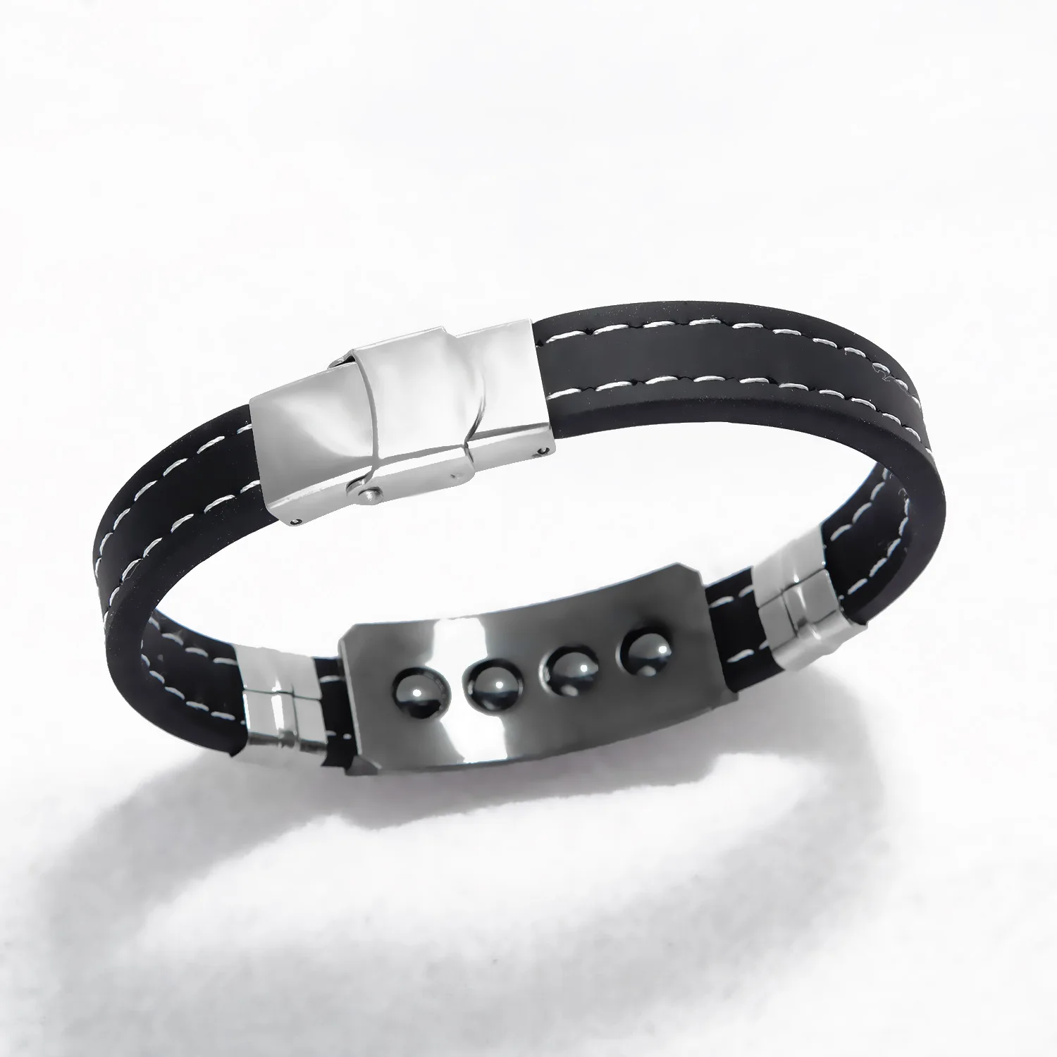 DIY пользовательский браслет с гравировкой силиконовый Magent Камень Здоровья Браслеты для мужчин персонализированные браслеты ювелирные изделия