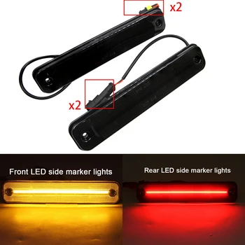

4pcs Smoked Front Amber Rear Red Led Side Marker Light for Hummer H2 2003-2009 Led Fender Signal Lamp