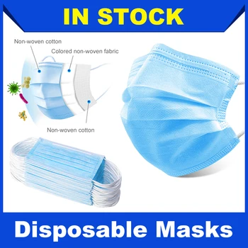 

50Pcs Mask PM2.5 Mouth Face Mask Anti Dust Masks Filter Mascarillas Disposable Mask Care Free Shipping