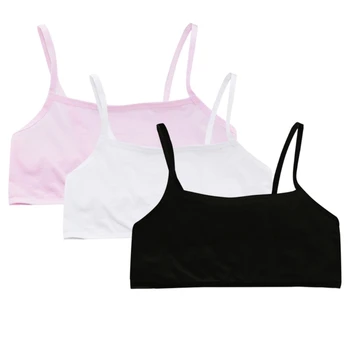 

Puberty Teenage Girl Cotton Underwear Student Brassiere Training Bra Solid Color