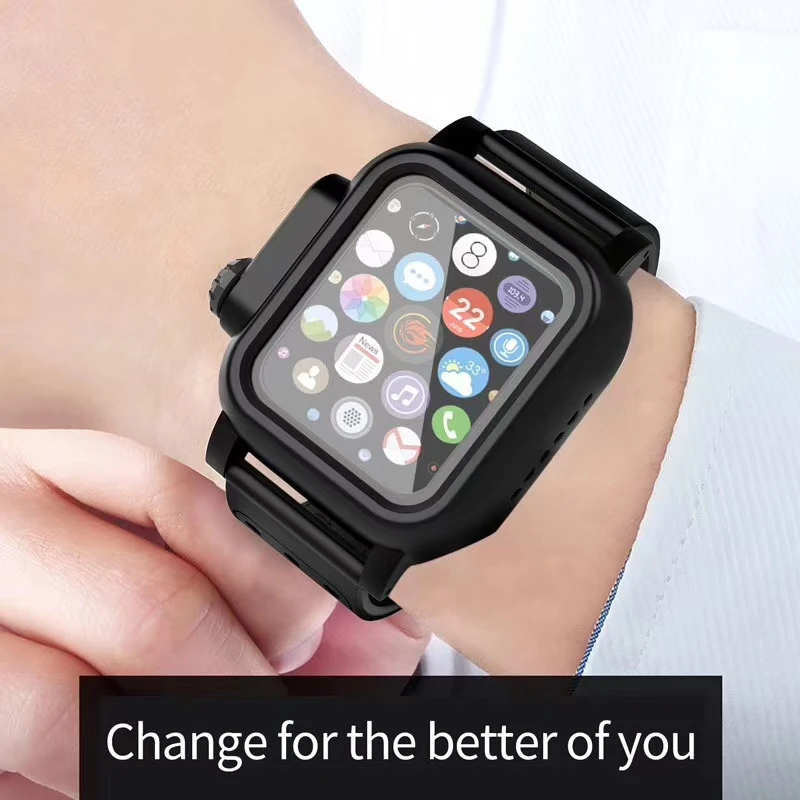 Черный силиконовый водонепроницаемый чехол для спортивных часов для Apple Watch с дышащим браслетом iWatch 2 3 4 5 38 мм 42 мм 40 мм 44 мм