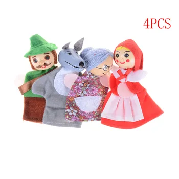 

4PCS/Set little red riding hood baby story telling finger puppets, kids children plush doll role play toys