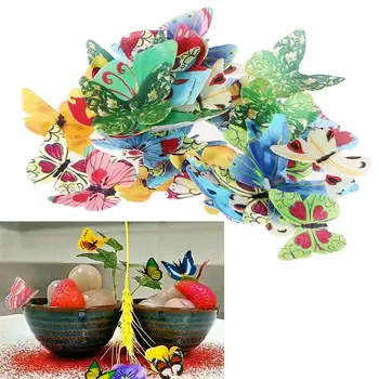 

100Pcs Edible Butterfly Cake Dish Decorations Glutinous Rice Paper Butterfly Wafer Paper Adornment (Random Color)
