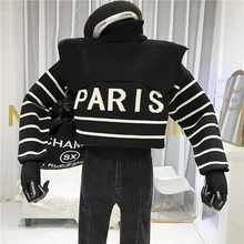 *#Best Price Turtelneck Sweater Fashion High Street Letter Patchwork Designer Knitted Sweaters for Women Thick 2019 New Tops with long sleeve *#Best Price Turtelneck Sweater Fashion High Street Letter Patchwork Designer Knitted Sweaters for Women Thick 2019 New Tops with long sleeve