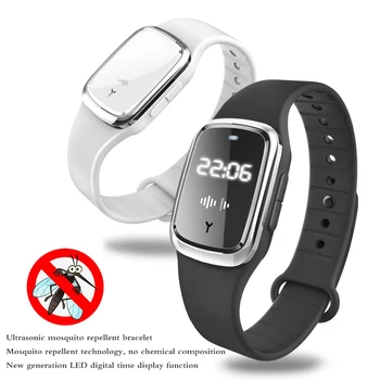 

Outdoor Ultrasonic Mosquito Repellent Bracelet Waterproof Insect Pest Insect Repellent Insect Bracelet With Time Display