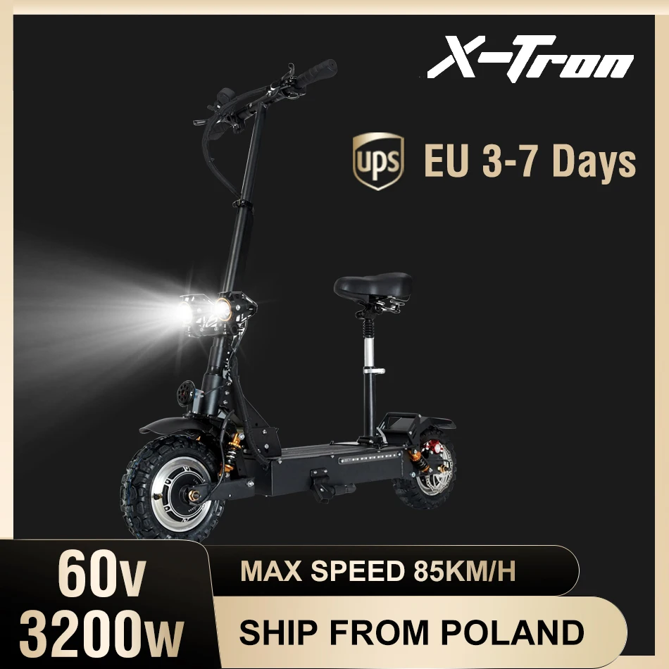 X TRON 3200W электрический скутер для взрослых 85 км/ч двухмоторный 11 дюймов мотоцикл 24