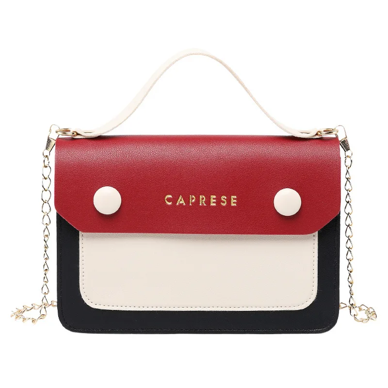 

Fashion Contrasting Color Hand Chain Square Sling Bag Versatile Cool Four Compartment Shoulder WOMEN'S Bag Shoulder Mobile Phone