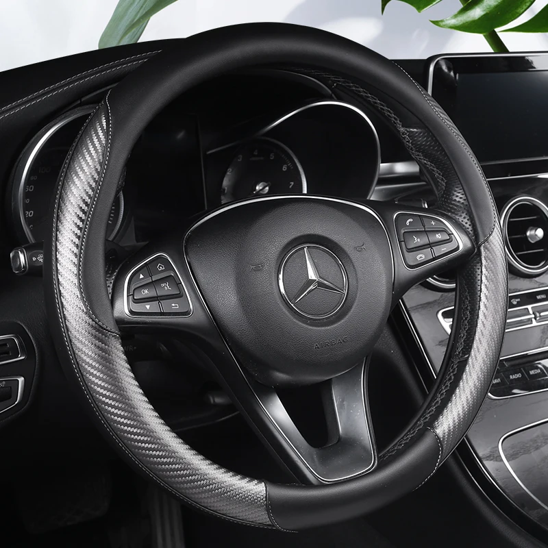 Black PU Artificial Leather Sew Car Steering Wheel Cover for Hyundai ix25- ix35 Creta- Elantra 201 - Название цвета: weaving