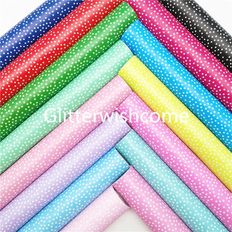 Ткань Glitterwishcome синтетическая в белый горошек 21 х29 см Размер A4 ткань из