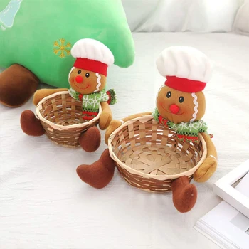 

2 Pcs Cute Candy Storage Basket Christmas Party Gift Holder Xmas Storage Basket Gift Ornament for Home Party Decoration (Gingerb