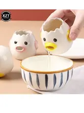  Egges White Yolk Separator Tool Chicken Egg Yolk White Separator Ceramics Ceramic Cartoon Chick Egg Separator Kitchen Gadgets 