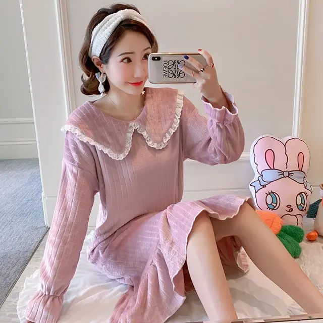 Camisones de terciopelo impreso Coral para mujer,estilo coreano,ocio diario,elegantes,suaves y cómodos,sexy,toallas de baño #KH 