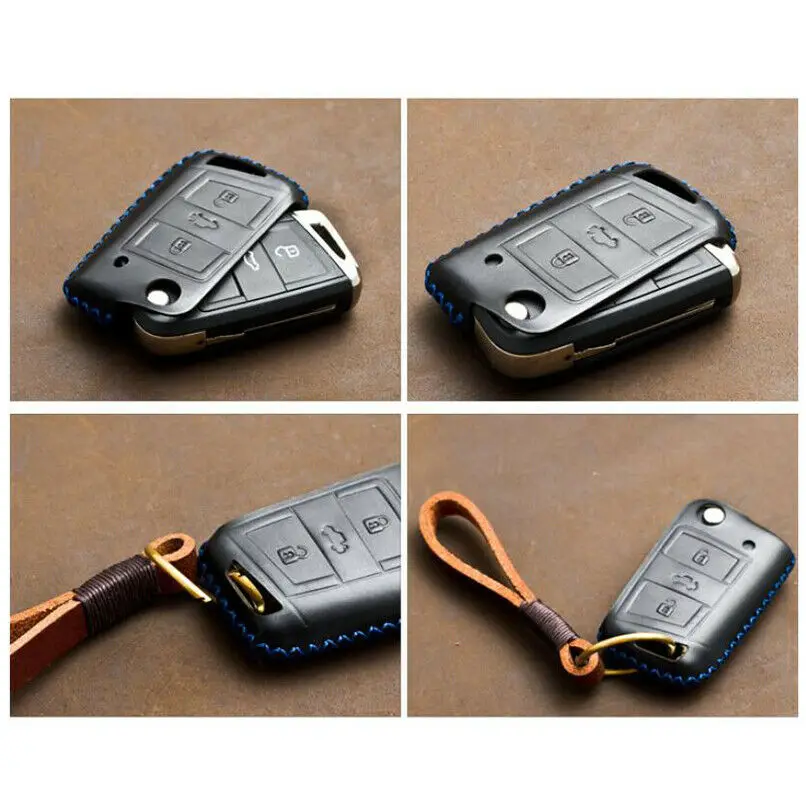Кожаный чехол для ключей для Volkswagen VW Golf 7 GTI R MK7 Tiguan для Skoda Octavia A7 Karoq для Seat Leon Ibiza Key Portect