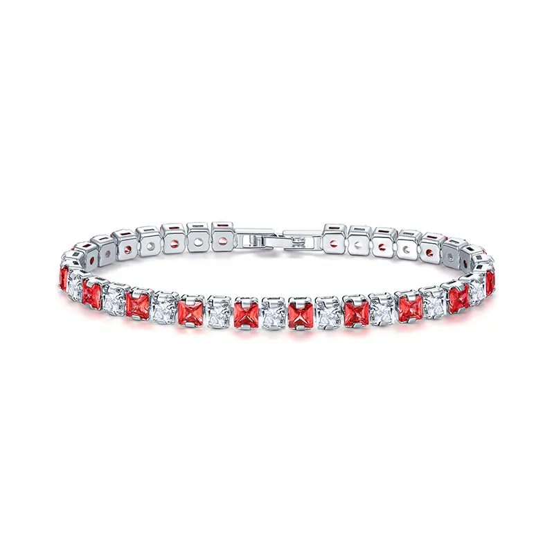 UMODE 0.25ct Прозрачный квадратный Теннисный браслет с кубическим цирконием для мужчин и женщин Свадебные Роскошные ювелирные изделия 0,16 дюймов женский аксессуар UB0178 - Окраска металла: Red