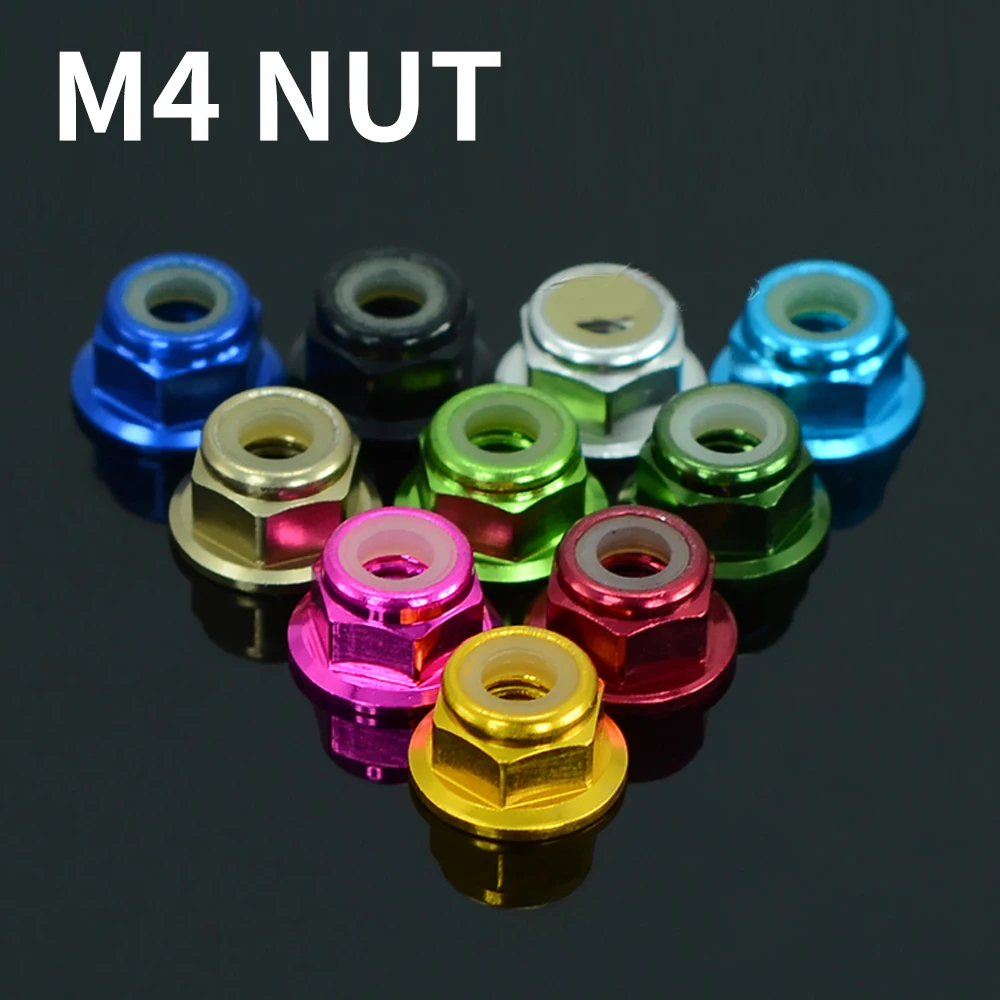 

4pcs RC car CNC aluminum alloy tire Nut M4 Lock self-locking anti-slip for 1/10 1/8 1/14 Crawler Car Truck Drift TRX4 TRX6 SCX10