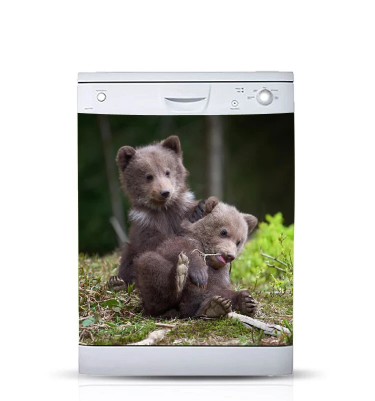 3D две медведи посудомоечная машина холодильник замораживание стикер художественный Холодильник Дверь обои-покрытие кухня стикер стены s
