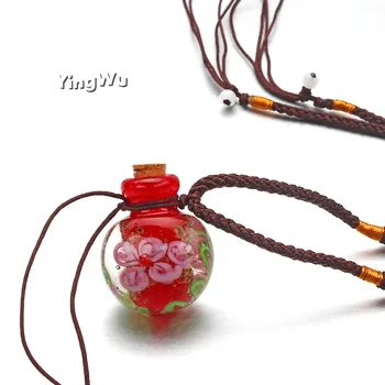 

Yingwu Wholesale 12pcs Murano Glass Perfume Ball Necklaces (with cord), perfume vial necklace, essential oil bottle necklaces