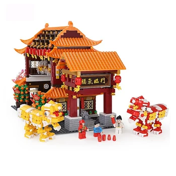 

Wange 6315 Chinese style series Spring Festival New Year Eve Family Dinner Dragon dance Model Building Blocks Toys For Children