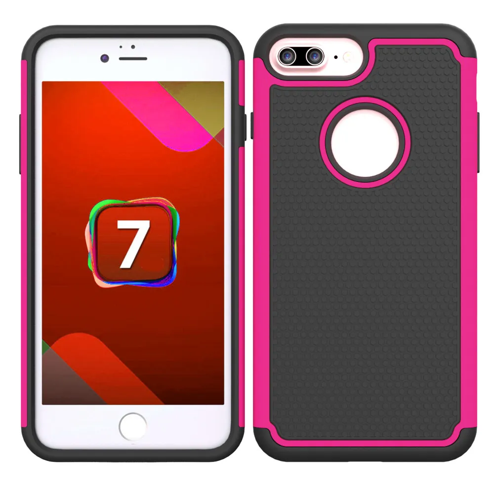 Hot Pink Силиконовый чехол для iPhone 7 Plus 5,5 дюймов, Блестящий жесткий, мягкий, резиновый защитный чехол для Apple Iphone - Цвет: Hot Pink