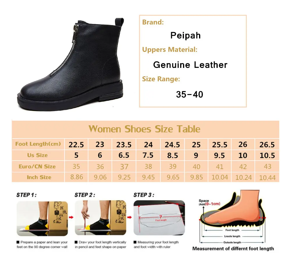 PEIPAH/женские ботильоны на резиновой подошве; женская обувь из натуральной кожи; женская обувь на платформе; повседневная обувь на молнии; сезон весна-осень; botas Mujer;
