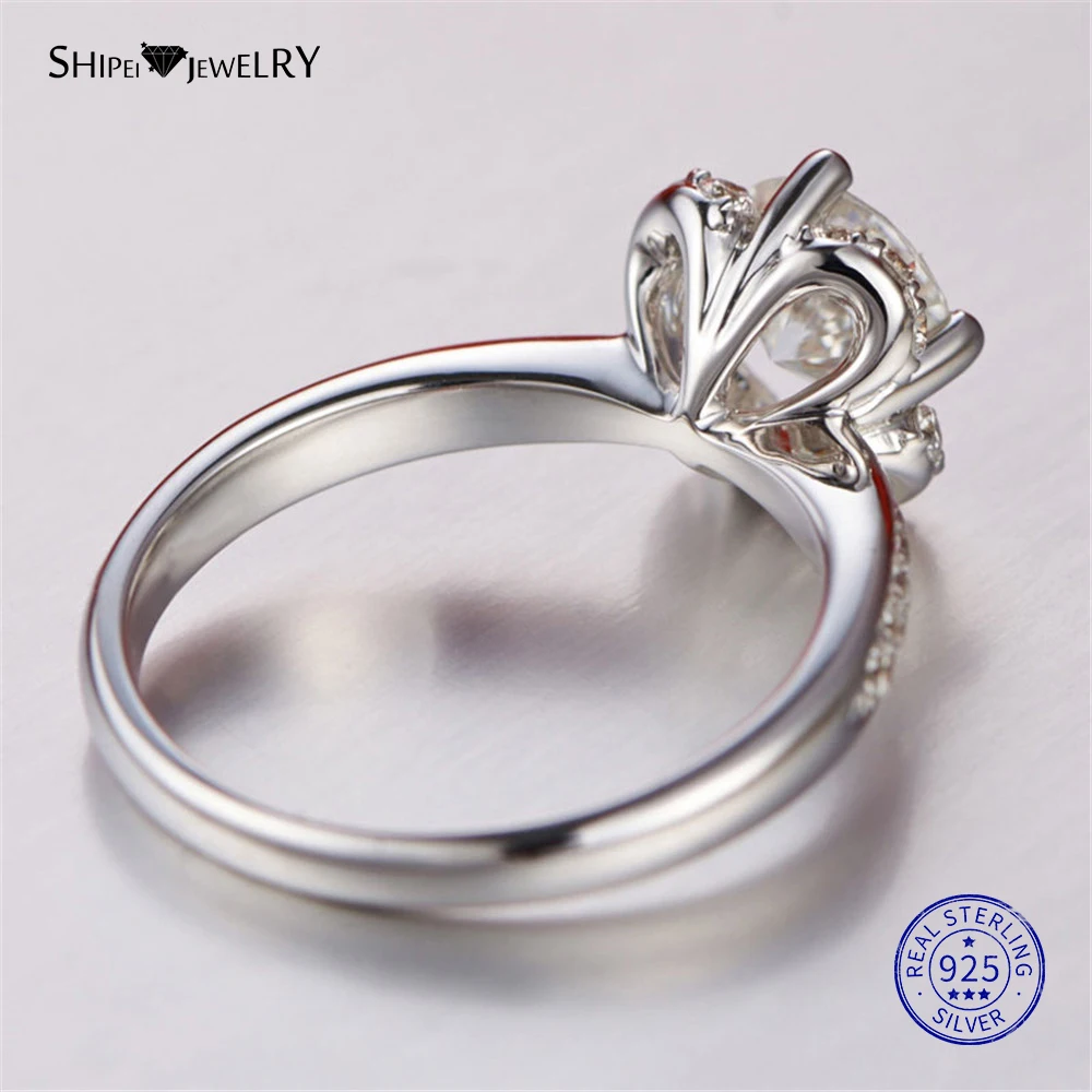 ShiPei стерлингового серебра 2ct искусственный Муассанит драгоценных камней кольца для помолвки/обязательства для женщин Подарок на годовщину ювелирные изделия