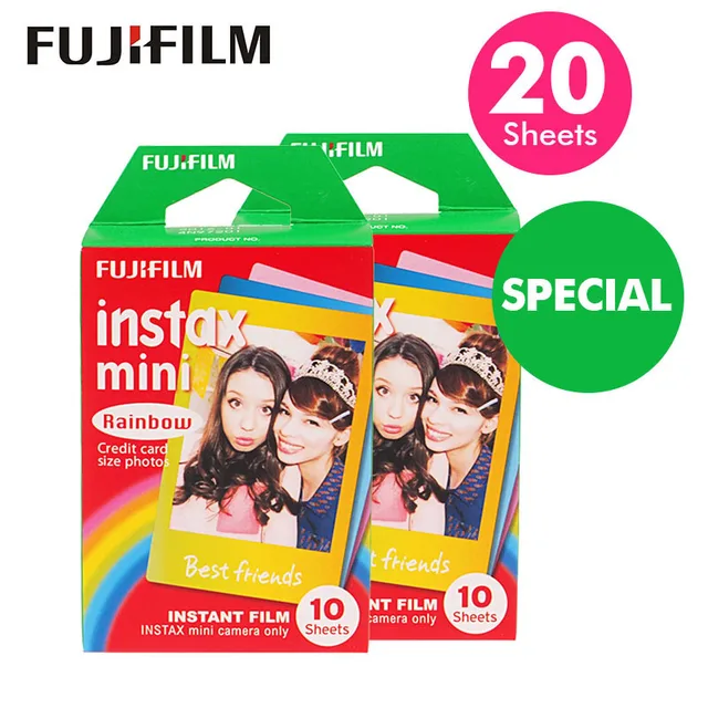 Genuine Fujifilm Instax Mini 8 Film Rainbow Fuji Instant Photo Paper 20 Sheets For 70  7s  50s 50i 90 25 Share SP 1 LOMO Cameras