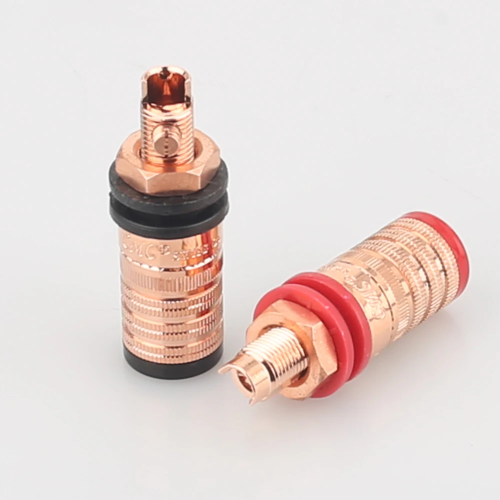4Pcs Cmc-838-S-Cu-R Puro Conduttore Di Rame Lungo Binding Post Hifi Terminale Del Diffusore